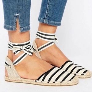 Soludos Classic Stripe Natural Tie Up Espadrilles